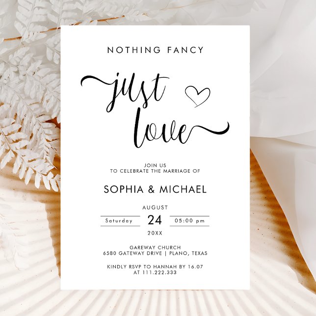 Invitation Rien De Fancy Just Love Réception De Mariage Minim (Créateur téléchargé)