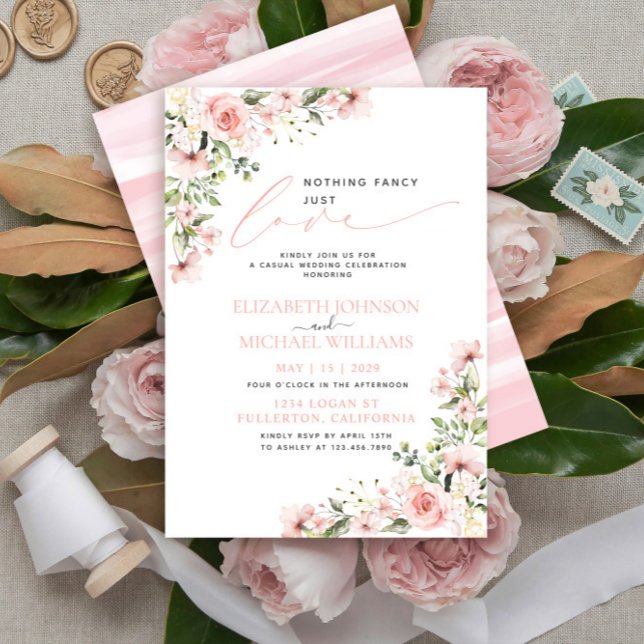 Invitation Rien De Fancy Just Love Rose Floral Mariage (Créateur téléchargé)