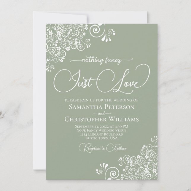 Invitation Rien De Fancy Just Love Sage Green Mariage (Devant)