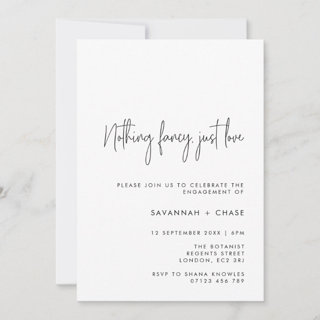 Invitation Rien De Fancy Just Love Simple Engagement Party In (Devant)