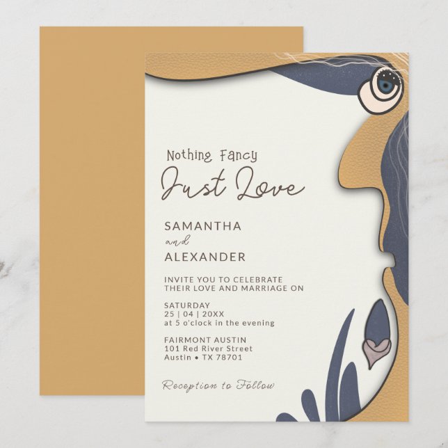 Invitation Rien De Fancy Just Love Super les années 70 Vibes  (Devant / Derrière)