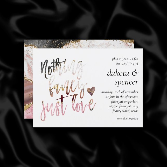 Invitation Rien De Fancy Juste Amour | Marbre d'Agate Luxueux (Créateur téléchargé)