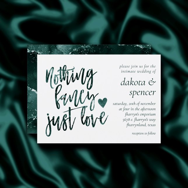 Invitation Rien De Fancy Juste Amour | Moody Turquoise Green  (Créateur téléchargé)