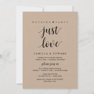 Invitation Rien De Fancy Juste Amour, Noir, Fête de l'Elopeme