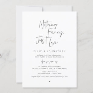 Invitation Rien De Fancy Juste Amour, Noir, Mariage Elopement