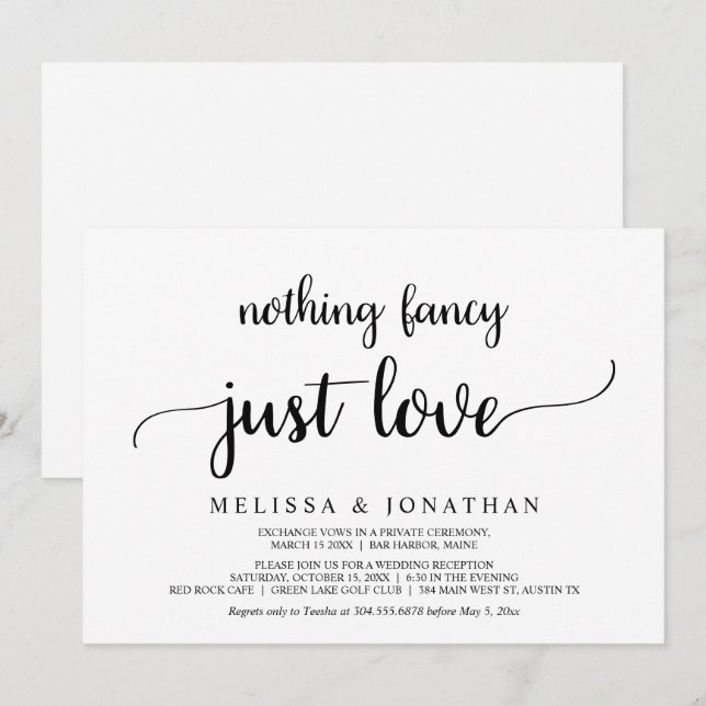 Invitation Rien De Fancy Juste Amour, Simple Minimal Rustique (Devant / Derrière)