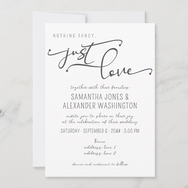 Invitation Rien de fantaisie Just Love Black & White RSVP QR  (Devant)