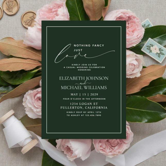 Invitation Rien de fantaisie Just Love Emerald Mariage Décont (Créateur téléchargé)