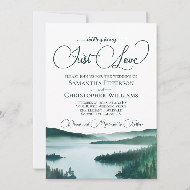 Invitation Rien de fantaisie Just Love Green Lake Tahoe Maria (Devant)