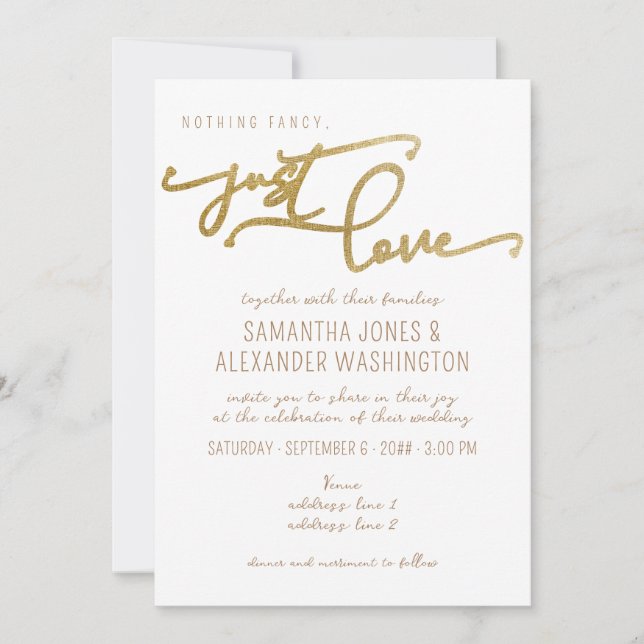 Invitation Rien de fantaisie Just Love White & Gold RSVP QR C (Devant)