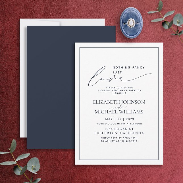 Invitation Rien de fantaisie juste amour bleu marine mariage  (Créateur téléchargé)