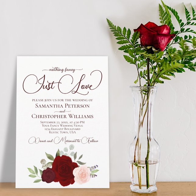Invitation Rien De fantaisie Juste Amour Élégant Mariage Flor (Créateur téléchargé)