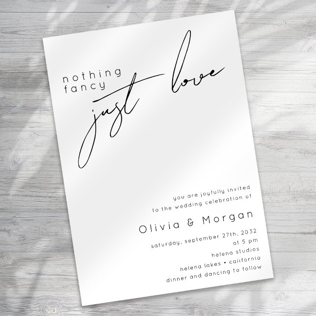 Invitation Rien de fantaisie Juste Amour Mariage de script (Créateur téléchargé)