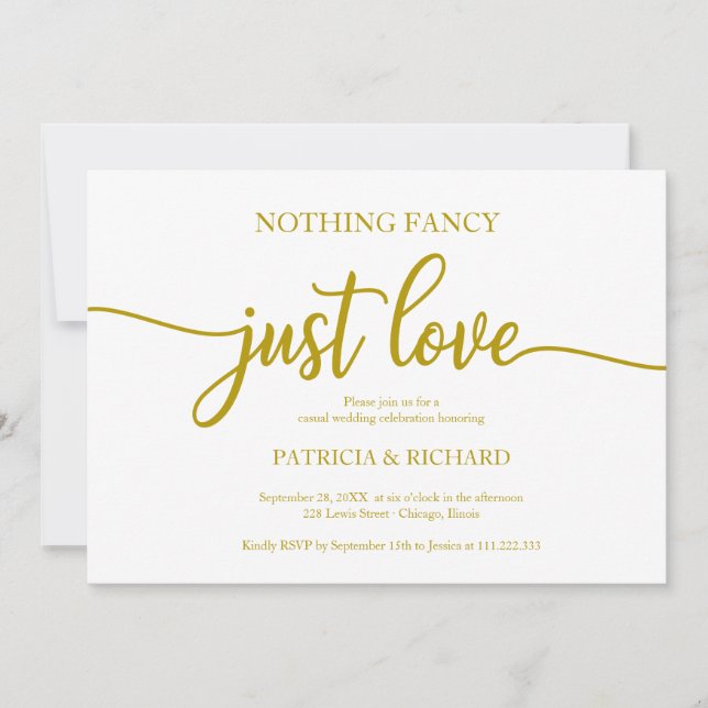 Invitation Rien de fantaisie Juste Amour Mariage Décontracté  (Devant)