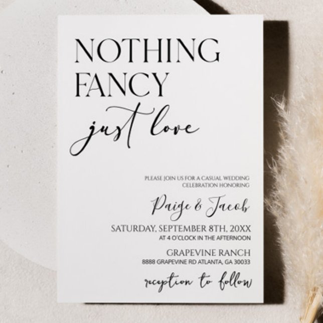 Invitation Rien de fantaisie Juste Amour Minimaliste Mariage  (Créateur téléchargé)