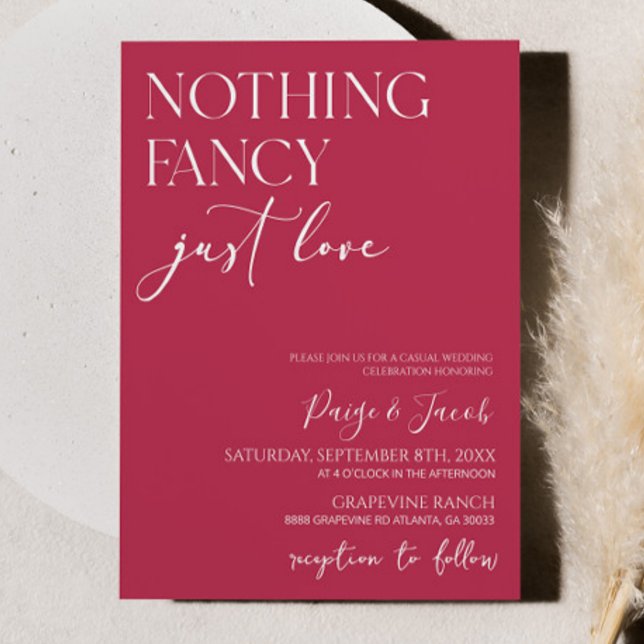 Invitation Rien de fantaisie Juste Amour Minimaliste Mariage  (Créateur téléchargé)