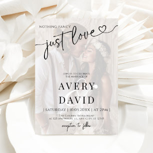 Invitation Rien de fantaisie Juste Amour Photo Mariage