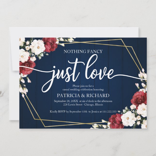 Invitation Rien de fantaisie Juste de l'amour Mariage Bourgog (Devant)