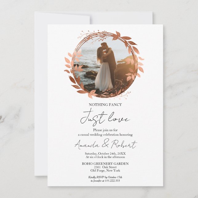 Invitation Rien de fantaisie Juste de l'amour Mariage de cour (Devant)