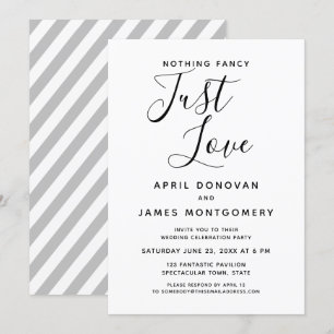 Invitation Rien de fantaisie Juste de l'amour Mariage de typo