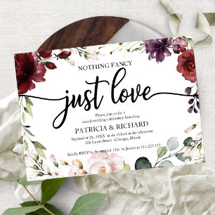 Invitation Rien de fantaisie, juste un mariage d'amour en bor