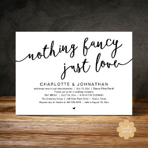 Invitation Rien De fantaisiste, Juste Amour, Mariage Elopemen