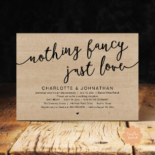 Invitation Rien De fantaisiste, Juste Amour, Mariage Elopemen