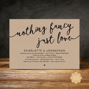 Invitation Rien De fantaisiste, Juste Amour, Mariage Elopemen