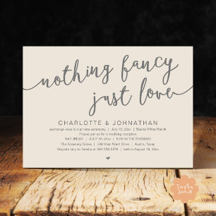 Invitation Rien De fantaisiste, Juste Amour, Mariage Elopemen