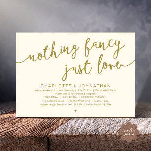 Invitation Rien De fantaisiste, Juste Amour, Mariage Elopemen