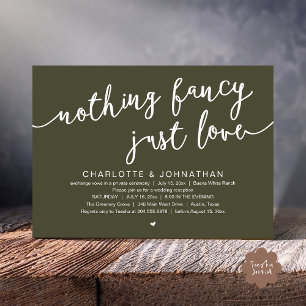 Invitation Rien De fantaisiste, Juste Amour, Mariage Elopemen