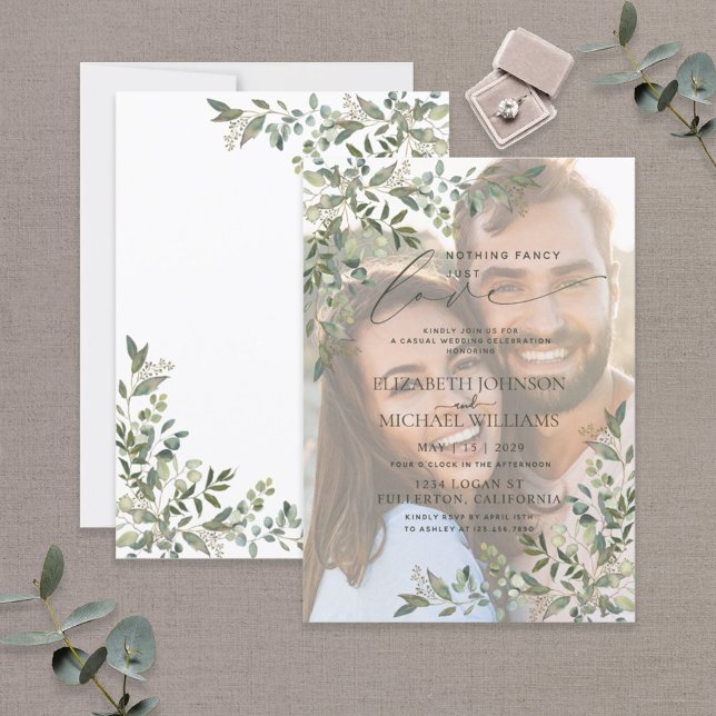 Invitation Rien de fantaisiste juste amour vélin eucalyptus p (Créateur téléchargé)