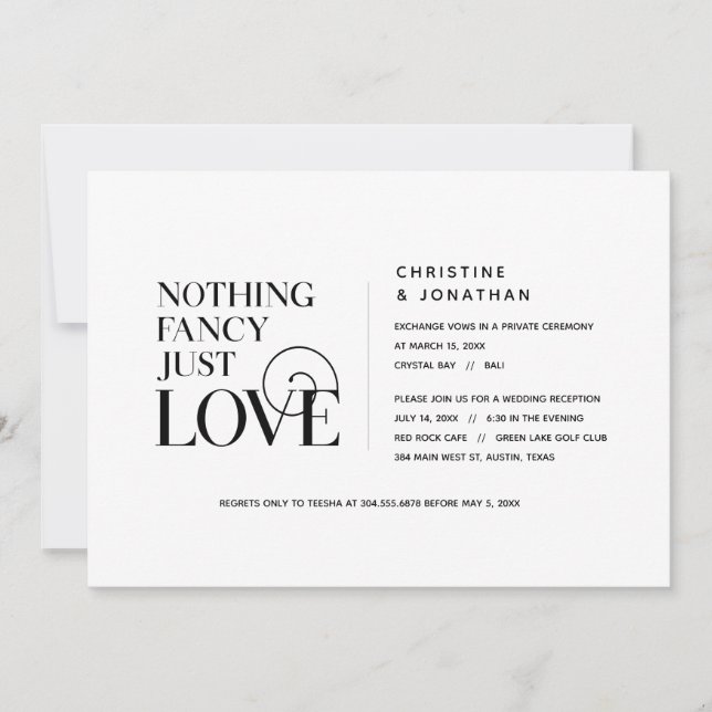 Invitation Rien de fantaisiste, juste de l'amour, Élégant Noi (Devant)
