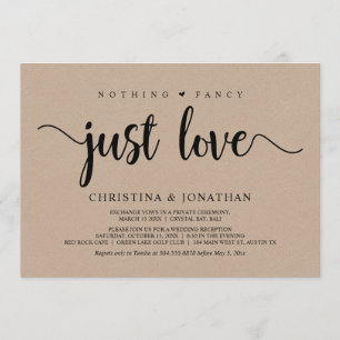 Invitation Rien de fantaisiste, juste de l'amour, kraft rusti