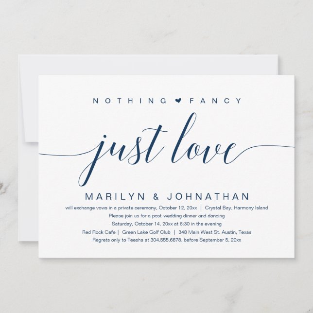 Invitation Rien de fantaisiste, juste de l'amour, Mariage Élé (Devant)