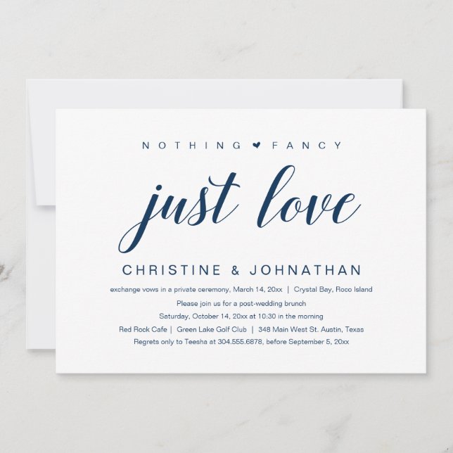 Invitation Rien de fantaisiste, juste de l'amour, Mariage en  (Devant)