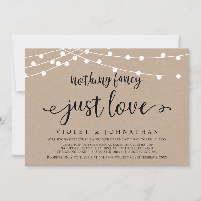 Invitation Rien de fantaisiste, juste de l'amour, mariage en  (Devant)