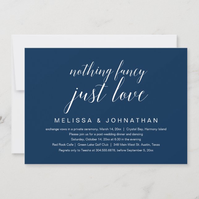 Invitation Rien de fantaisiste, juste de l'amour, mariage int (Devant)
