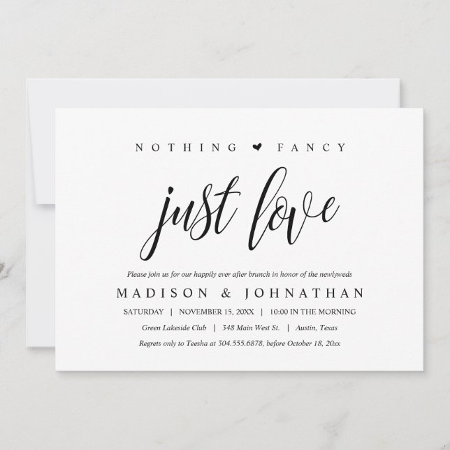 Invitation Rien de fantaisiste, juste un brunch d'amour heure (Devant)