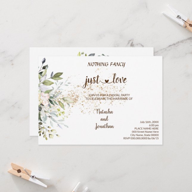 Invitation Rien de fantaisiste, juste un mariage intime avec  (Devant/Arrière en situation)