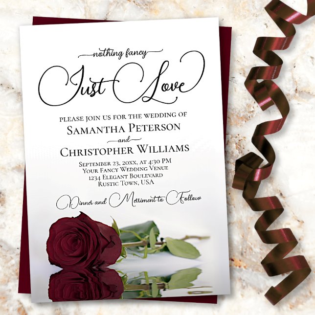 Invitation Rien de Fantasque, Just Love Rose Burgundy Mariage (Créateur téléchargé)
