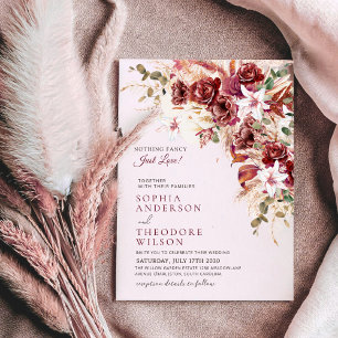 Invitation Rien de Fantastique Juste Amour Bourgogne Floral Q