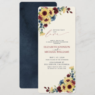 Invitation Rien de Fantastique Juste Amour Tournesol Bleu Bou