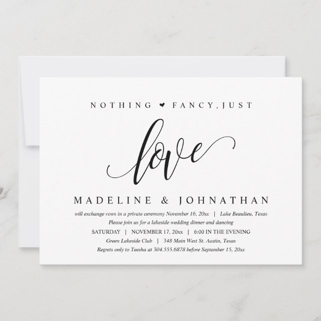 Invitation Rien de Fantastique, Juste une Fête d'Amour pour l (Devant)