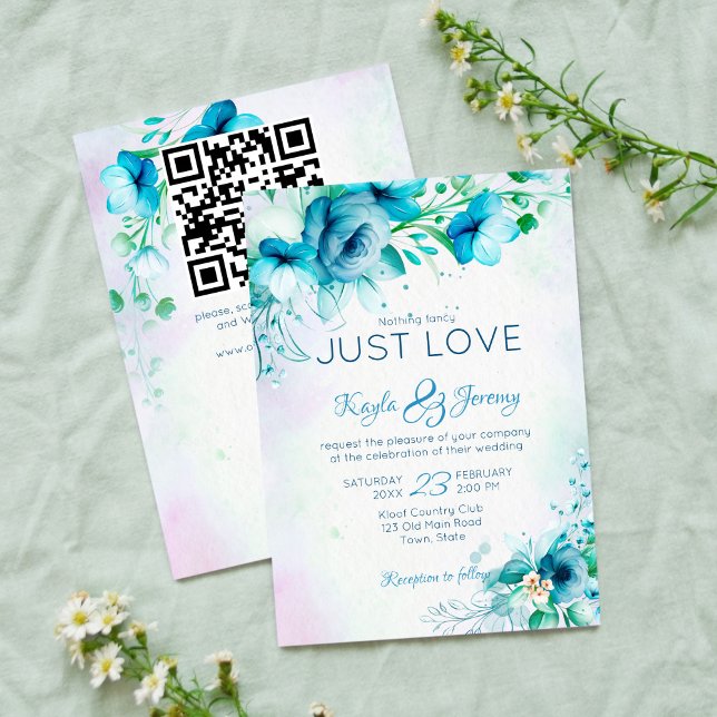 Invitation Rien de plus agréable que le bleu turquoise fleurs (Créateur téléchargé)