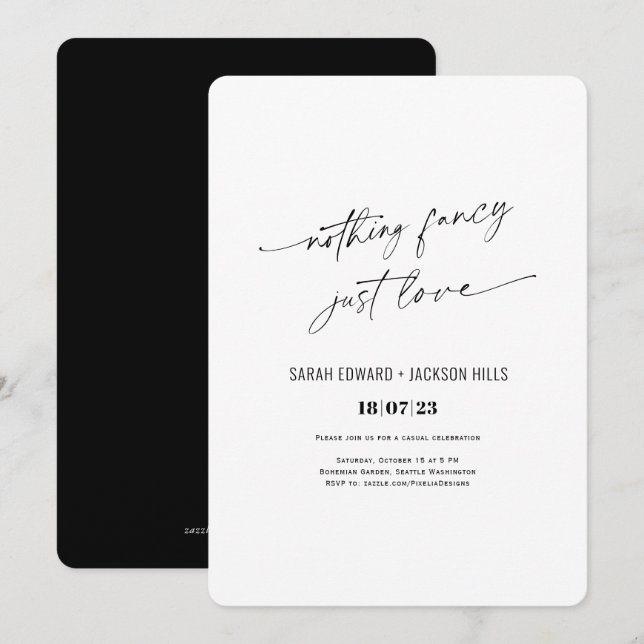 Invitation Rien de sophistiqué juste amour mariage en fuite s (Devant / Derrière)