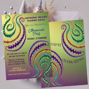 Invitation Rien Perles Mardi Gras Couleurs Masquerade Party