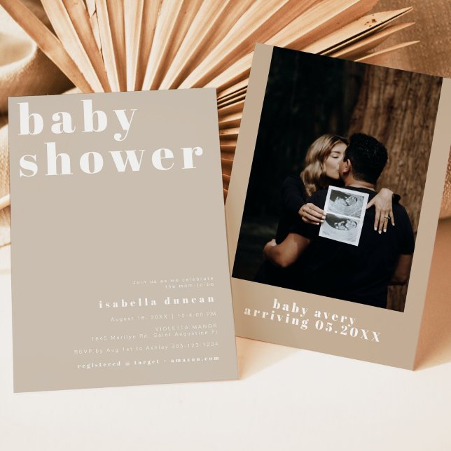Invitation RILEY Bold Boho Beige Cream Baby shower moderne (Créateur téléchargé)