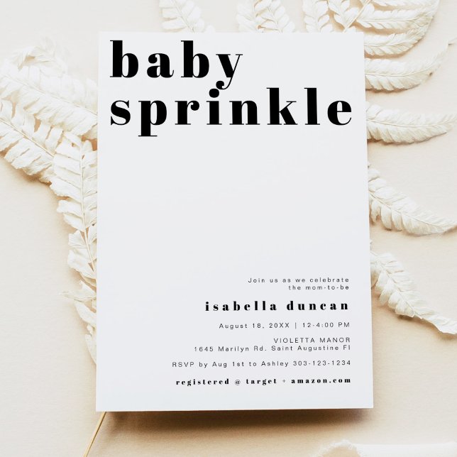 Invitation RILEY Modern Bold Contemporary Baby Sprinkle (Créateur téléchargé)