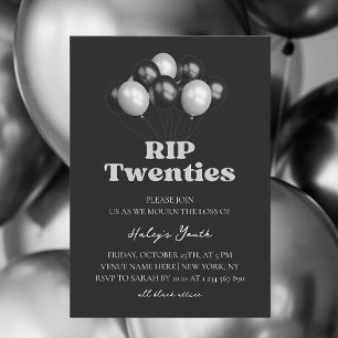 Invitation RIP 20 ans Anniversaire 30 ans Élégant Funérailles